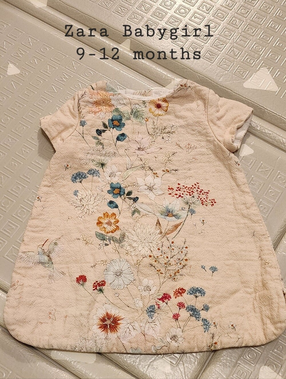 Zara Baby Girl Quilted Floral Pink Dress 9-12 Months
